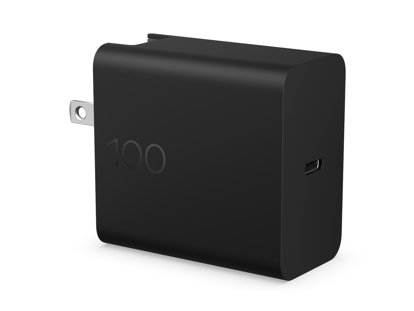 USB Charger 100W GaN Foldable Prong Single Port USB-C Wall Charger with 2m USB-C Cable