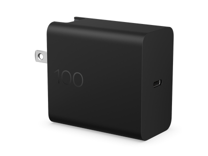 USB Charger 100W GaN Foldable Prong Single Port USB-C Wall Charger with 2m USB-C Cable