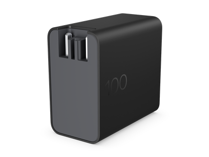 USB Charger 100W GaN Foldable Prong Single Port USB-C Wall Charger with 2m USB-C Cable