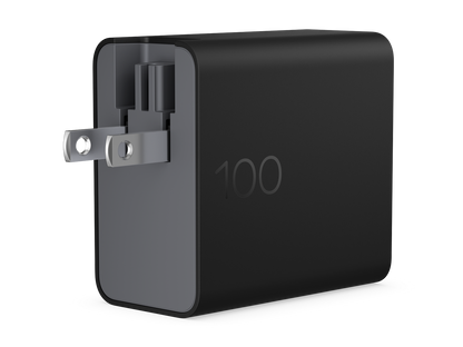 USB Charger 100W GaN Foldable Prong Single Port USB-C Wall Charger with 2m USB-C Cable