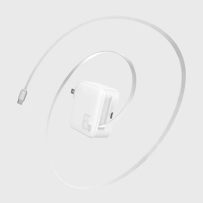 USB Charger 65W Dual USB-C Retractable Cable Foldable Wall USB Charger